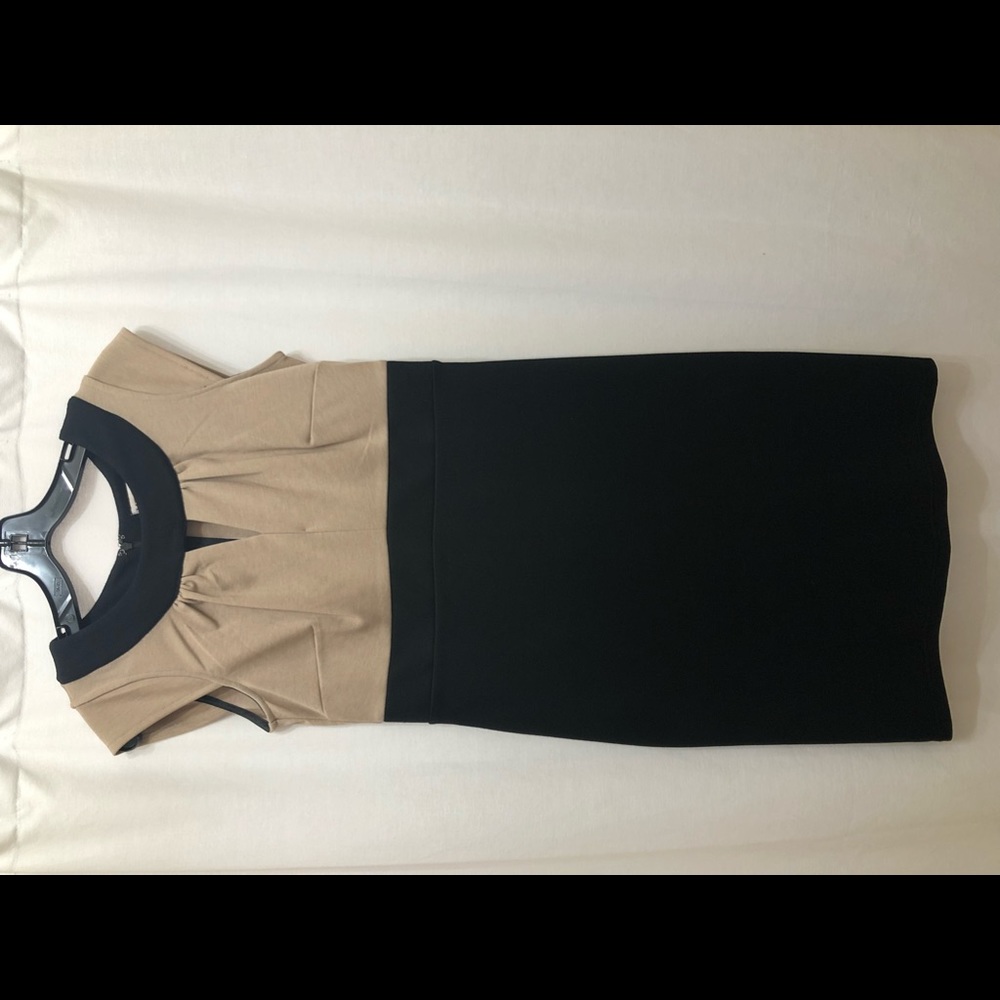 Tan and black cotton dress
